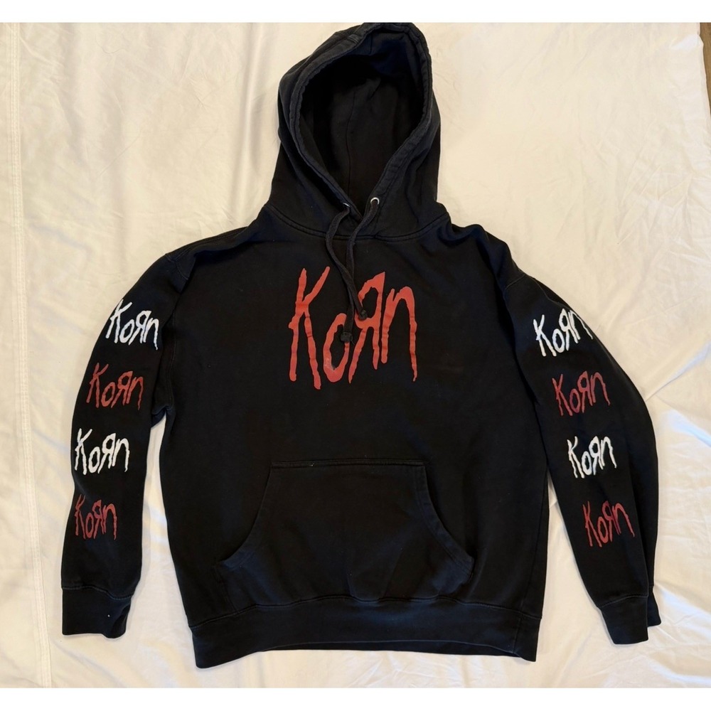 Korn Hoodie Mens Large Black Serenity of Suffering Heavy Metal Rock Sweatshirt - Picture 2 of 11